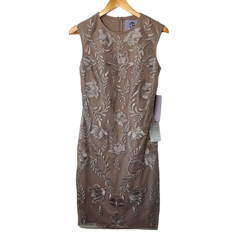 JS Collections Blush Dori Embroidered Cocktail Dress Women's Size 4 New - Picture 2 of 11